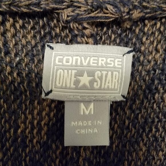 CONVERSE ONE STAR Womens‎ Cardigan Wrap Sweater Brown Black Sz M Twist Trim - Picture 3 of 7